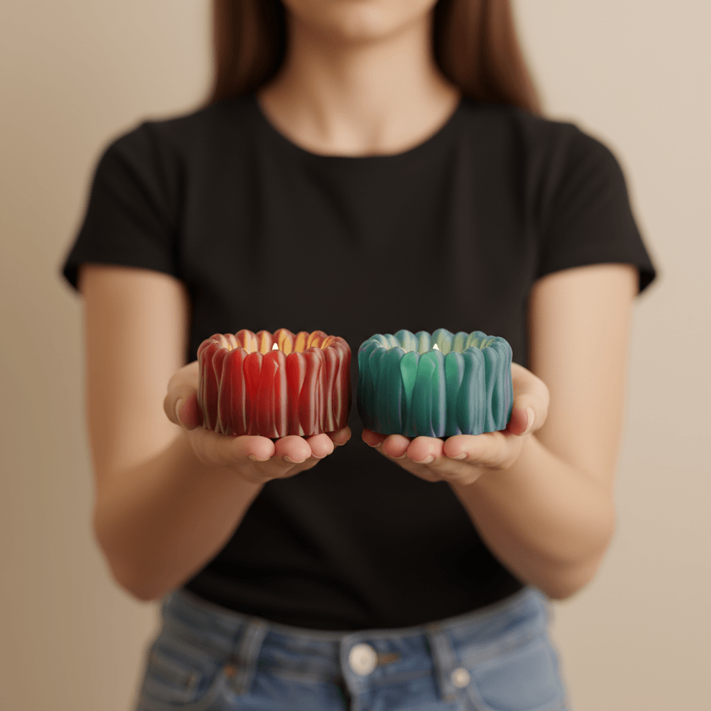Ağaç Kabuğu Dokulu Tealight Mum3